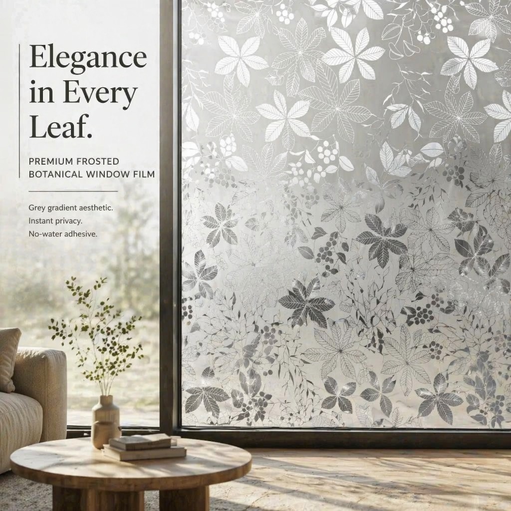 Window Insulation Film - Aquarel paarse bloemen zelfklevende raamprivacyfolie, mat