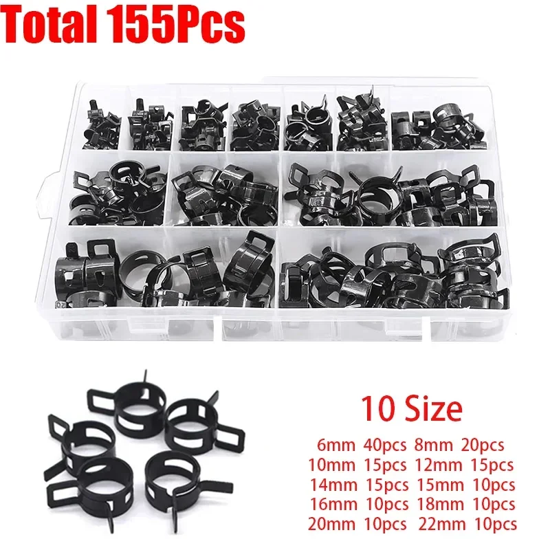 Hose Clamp Assorted - 155 stuks veerband slangklemmen assortiment kits