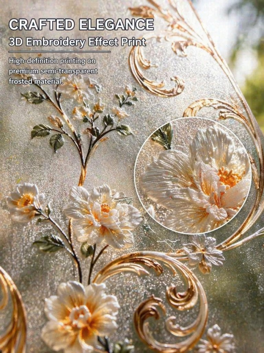 Window Insulation Film - Borduurpatroon Frosted Privacy Window Film Doorschijnend