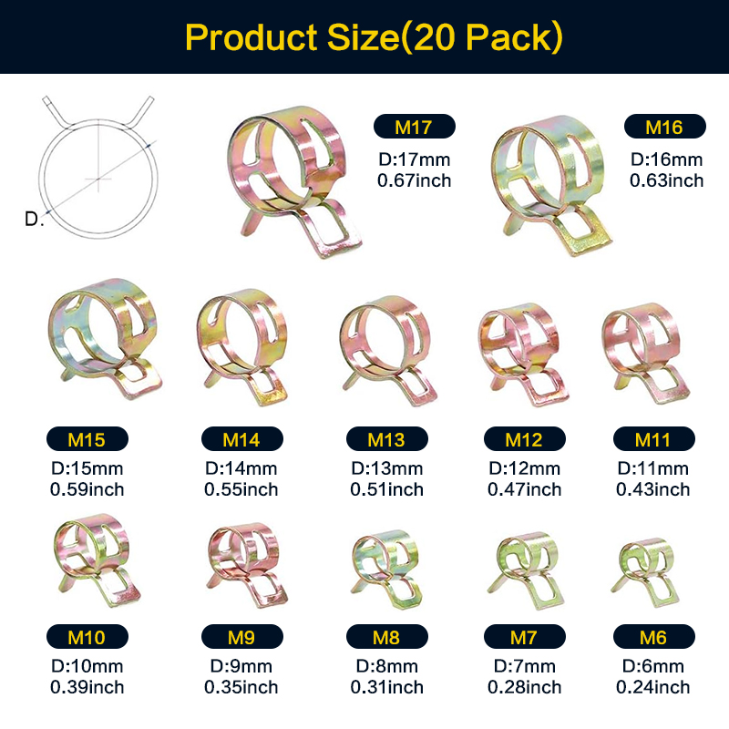 20 stuks 6-17mm veerslangklem  - Hose Clamp Assorted recensie en prijs